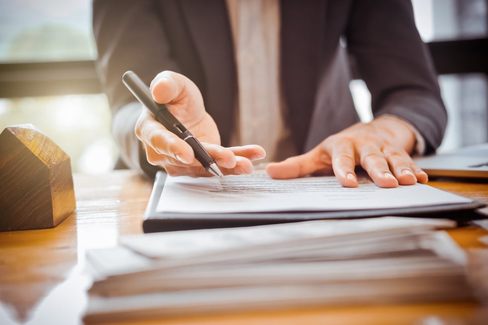 Close up of Business Person Hand Putting Signing Contract,Runnin